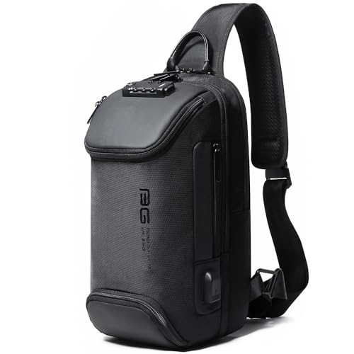 Image of BANGE Sling Backpack with Lock, Anti Theft Crossbody Shoulder Bag for Men Women, Waterproof Small Daypack with USB Charging Port for Outdoor Sports