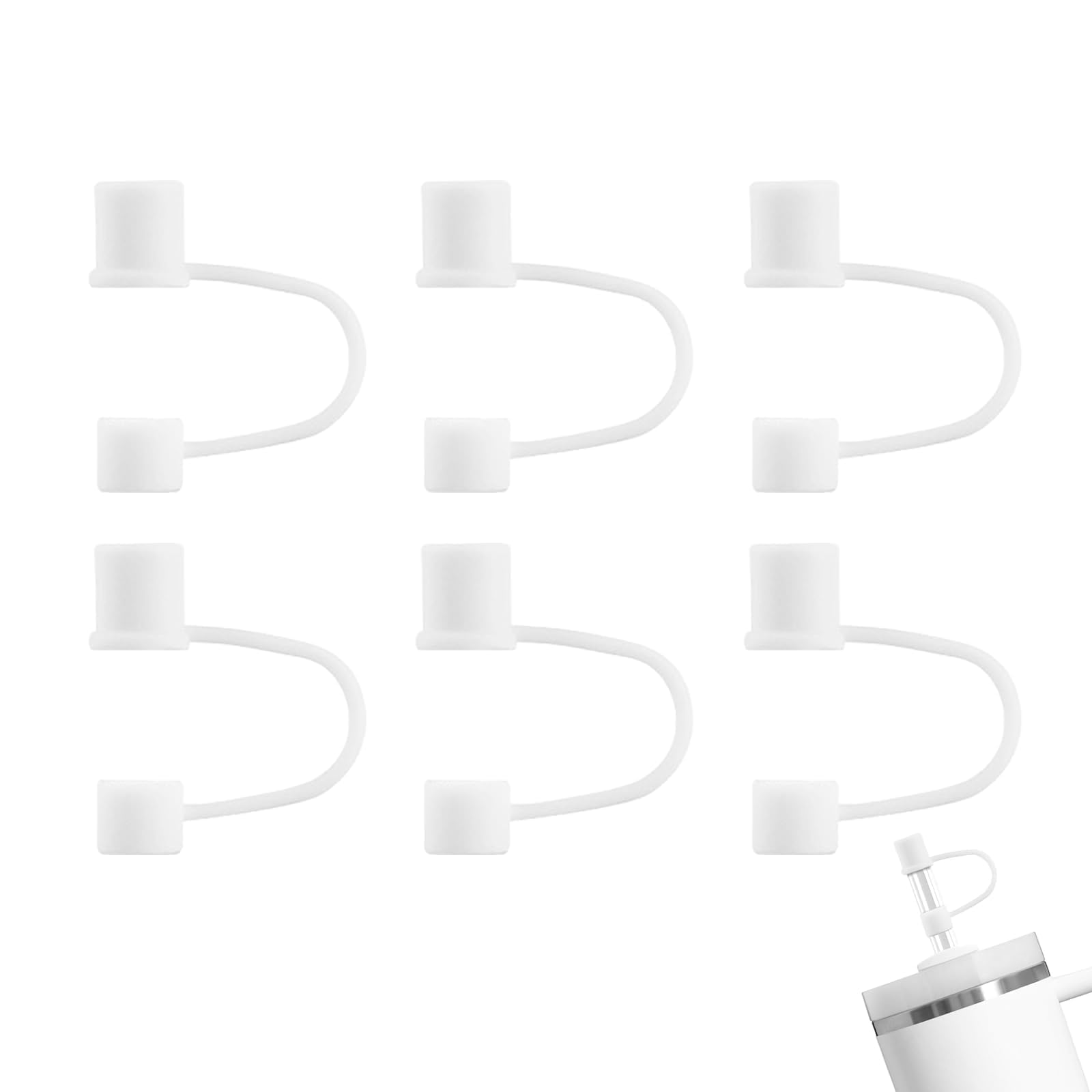 6-Pack 0.4in/10mm Straw Toppers, for Stanley Straw Covers Cap for Tumblers for Stanley 14|20|30|40|64 Oz Cup, Silicone Dust-Proof Caps（ Cup is Not Included）, Type4