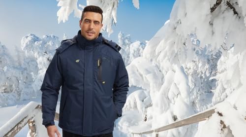 Image of QPNGRP Mens Waterproof Fleece Ski Jacket Windproof Winter Snow Coat