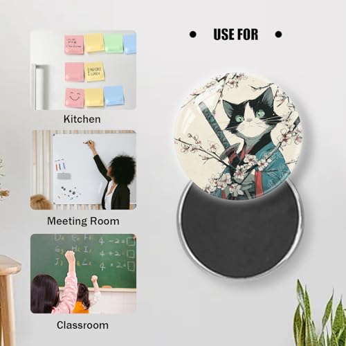 Imán de vidrio redondo con diseño de gato para decoración miniatura 5