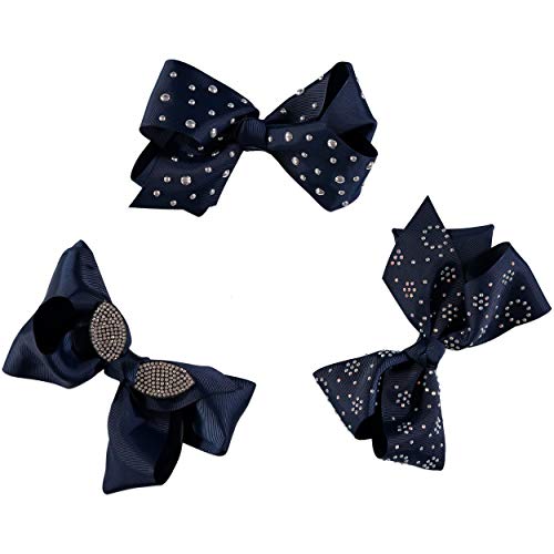 French Toast Girl's School Uniform Bow Hair Accessories, Navy, 3-pack
