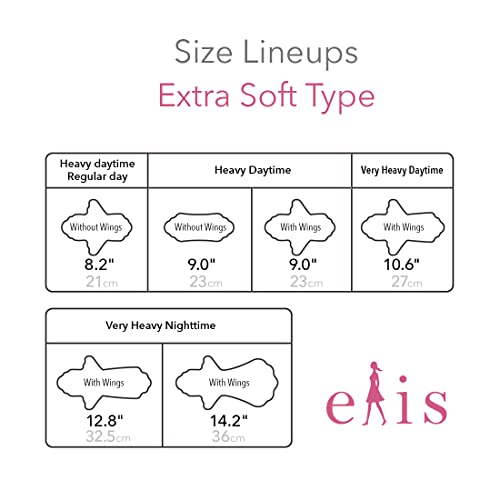 Elis Natural Feel Sanitary Napkin Pads: Soft Touch With Wings 12.8"/32.5Cm (Especially For Heavy Night Use) 10 Sheets, Made In Japan, Daio Ellair Suhada No Kimochi Goo.n Megami #TOP7