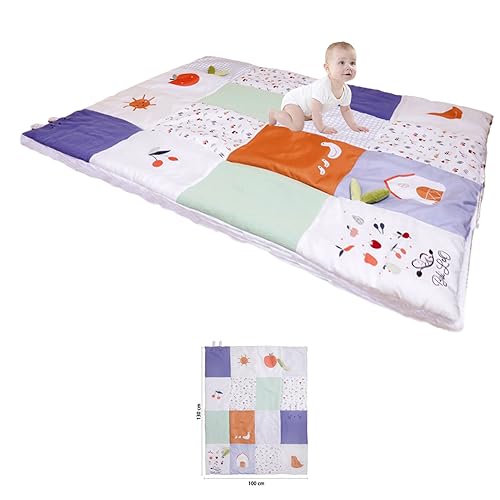 Générique - Tapis de Jeu et d'éveil BaBiLoO pour bébé 130x100 cm - Fabriqué dans l'UE, épais rembourré 2cm - Antidérapant, Tapis de Jeu Multi texturé et Lavable en Machine. Entreprise Française