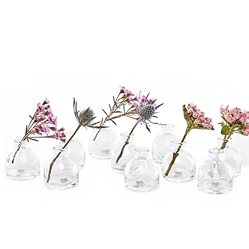 Chive ‘Loft’ Glass Bud Vases For Flowers — Set Of 10 Clear Round Bottles — Super Cute Wedding Decor Centerpieces — Premium Quality & Made To Last #TOP2
