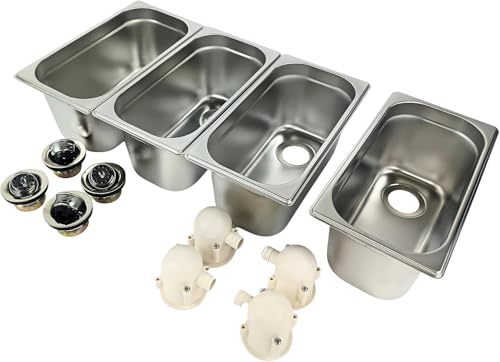 4-Compartment Drop-In Stainless Steel Concession Sink, Thicker 22-Gauge 18/8 NSF Certified – Includes 4 Bar Drains & Free Drain Traps – Portable Hand-Washing Station for Food Trucks & Trailers