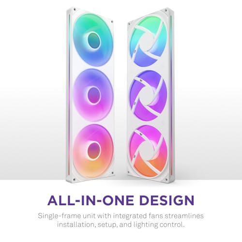 Image of NZXT F420 RGB Core - 420mm Single-Frame Fan Unit with 3 x 140mm RGB Fans - Speed & Lighting Control - High Static Pressure & Airflow - Fluid Dynamic Bearings - 8 aRGB LEDs Per Fan - White