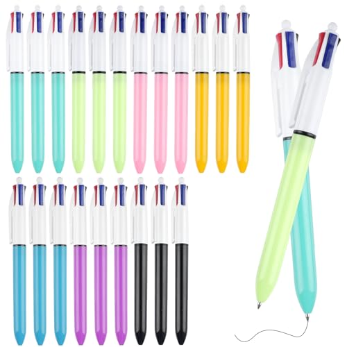 Maxmoc bolígrafo de 4 colores, pack de 21 bolígrafos multicolores de escritura suave de 1 mm