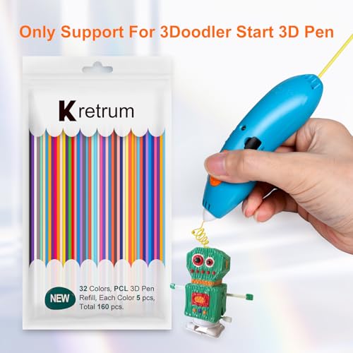 Kretrum 32 couleurs 3D Doodler stylo Recharges uniquement Compatible avec le stylo 3D 3Doodler Start+ Low-temperature PCL filament 3Doodler Start refills Chaque couleur 5 pièces Total 160 pièces 2 Kretrum 32 couleurs 3D Doodler stylo Recharges uniquement Compatible avec le stylo 3D 3Doodler Start+ Low-temperature PCL filament 3Doodler Start refills Chaque couleur 5 pièces Total 160 pièces – Image 3
