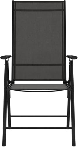 Miniatura 4 de Sillas plegables para patio, 6 piezas, textileno, color negro, sillas de patio para exteriores, sillas de mesa de cocina, sillas de mesa para playa,