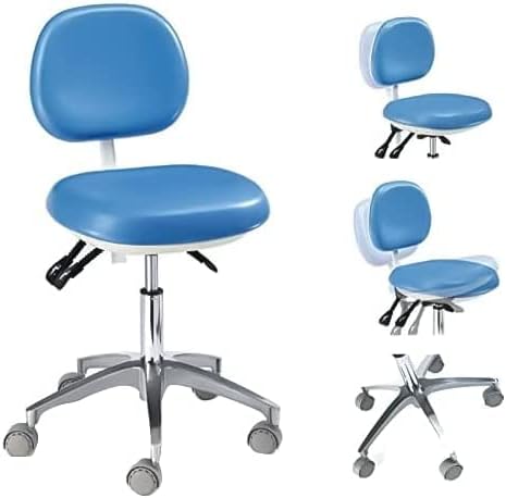 Blue Pu Chair Height Adjustable Mobile Furniture with Backrest Ergonomic Lab Dental Equipment Doctor Chair Nurse Stool