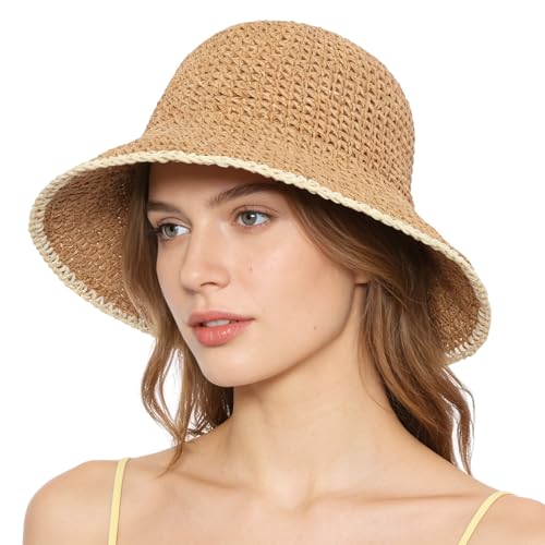 Summer Straw Beach Sun Hat para mujer plegable