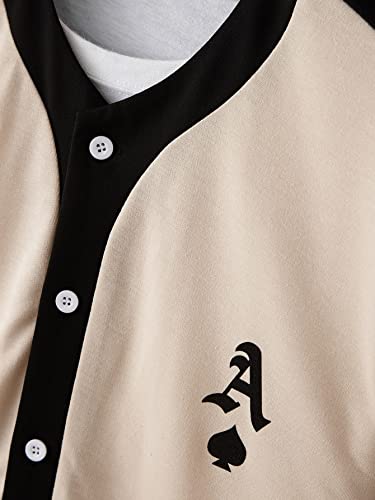 Gorglitter Men's Graphic Print Baseball Jersey Short Sleeves Button Down T-Shirt White X-Large #TOP3