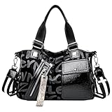 SDINAZ Mujer Bolsos de mano Bolsa de Hombro de cuero Bolsos cruzados Viajes Trabaja Citas Bolso Boston Negro