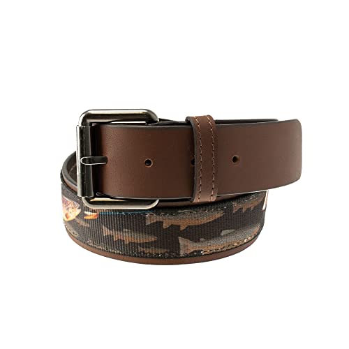 Thomas Bates Liberty II 1-3/4'' Men’s Leather Belt with Heavy-Duty Metal Roller Buckle – Southwestern & Fishing Patterns