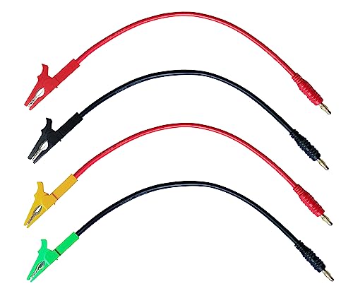 Image of 2 Pairs Alligator Clips to 4mm Banana Plug Test Leads Cable | 30A 600V Test Leads with 12AWG 30cm Cable 2 Pairs 4 Colors for Car Testing Multimeter Battery Testing(2 Pairs 4Color Clips)