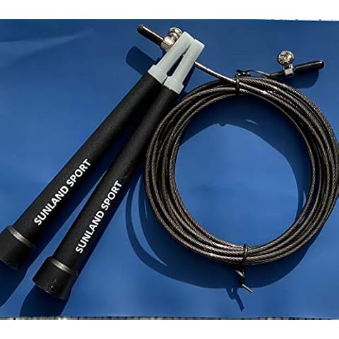 sunland Adjustable Steel Skipping Speed Jump Rope - Flexible Wire with Protective Coating Skipping Rope Cover
