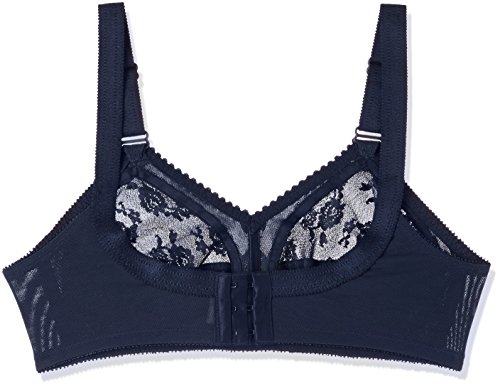 Image of Triumph International Doreen Bra For Women Non Wired Non Padded Wireless Bra Full Coverage Raschel Lace Lingerie Classic High Center Bridge Support Wide Straps Big Cup Bra for Larger Busts Pack Of 1