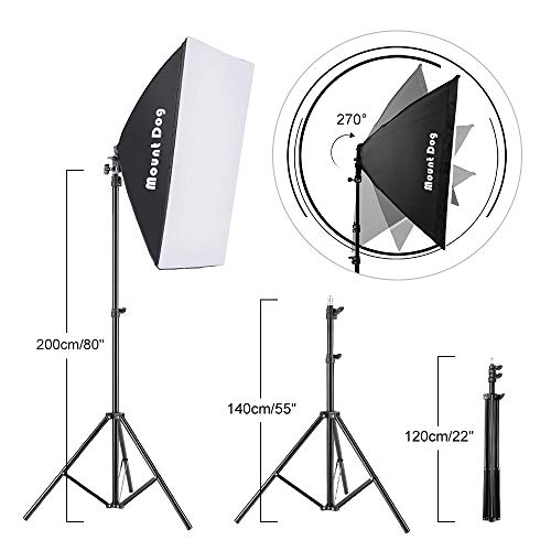 MOUNTDOG 1600W Softbox Photography Continuous Photo Studio Light with 2X 20'x 28' Reflectors 4pcs Bulbs, Professional Photo Studio Equipment for Portrait Fashion Photo Video Shooting (2X) - Thumbnail 3