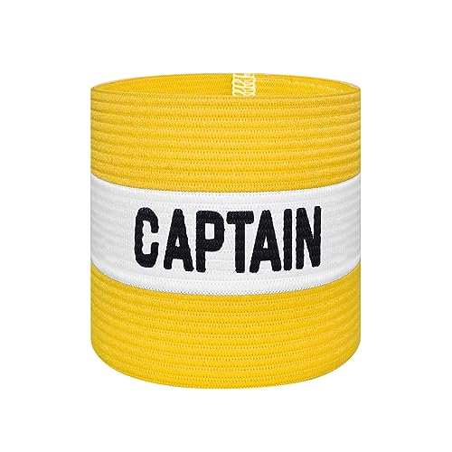 VerteLife Classic Captain's Armband for Football Training, Adult & Youths Elastic Sports Arm Band Captain Armbands (Junior, Yellow)