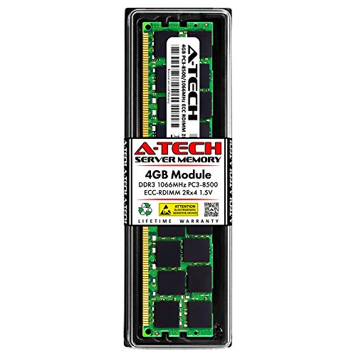 A-Tech 4GB RAM Replacement for Nanya NT4GC72B4NA1NL-BE | DDR3 1066MHz PC3-8500R 2Rx4 1.5V ECC RDIMM Registered 240-Pin DIMM Memory Module