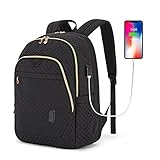 Laptop backpack Bagsmart Travel Business Backpacks with USB Charging Port 15.6 inch College School Computer Book Bag for Men Women Black