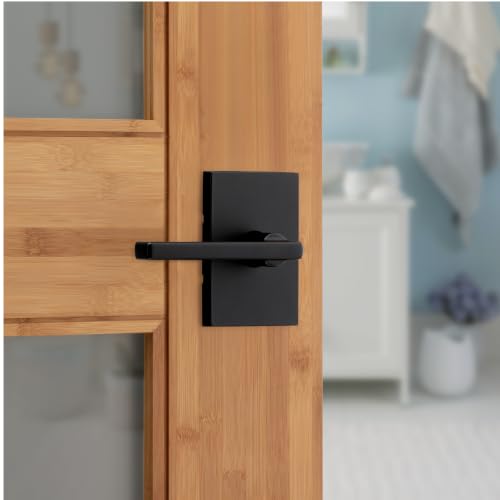 Kwikset Halifax Privacy Door Handle for Bedroom and Bathroom, Matte Black - image 2