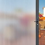FEOMOS Frosted Reeded Glass Film, Window Privacy Film, Decorative Window Decals, 3D Glass Stickers f