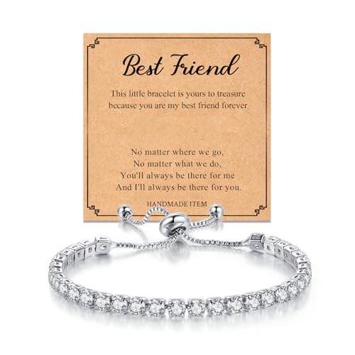 Kamwish Cubic Zirconia Classic Tennis Bracelet Gifts for Best Friend Sister Women, Best Friend, Stainless Steel, no gemstone