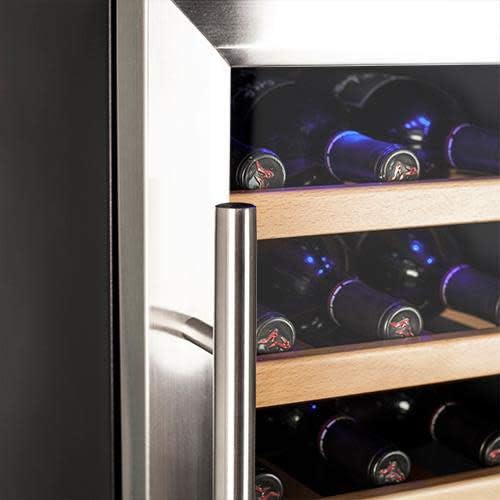Koldfront 24 Bottle Free Standing Dual Zone Wine Cooler - Black and Stainless Steel