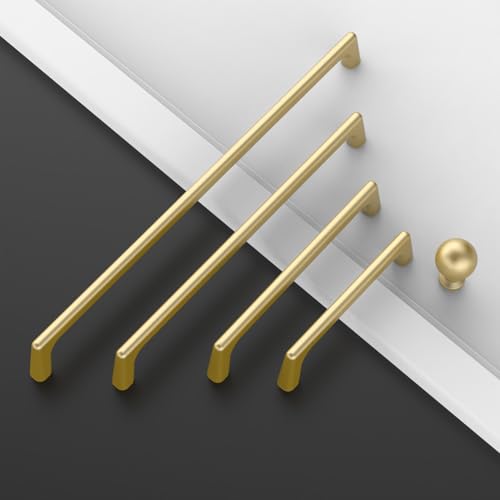 Image of 9BUILD 10 Pack 6.25 Inch Gold Cabinet Handles - Kitchen Hardware Pulls for Cabinets
