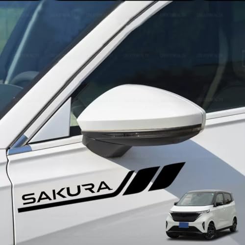 新型【サクラ】用 SAKURA 車 ステッカー デカール サイド ドレスアップ フェンダーステッカー サクラ ZAA-B6AW/グレード G/X/S などの車種に適用 反射 耐熱 防水ステッカー 左右1枚ずつ 多位置貼付可能 (SAKURA ,ブラック)