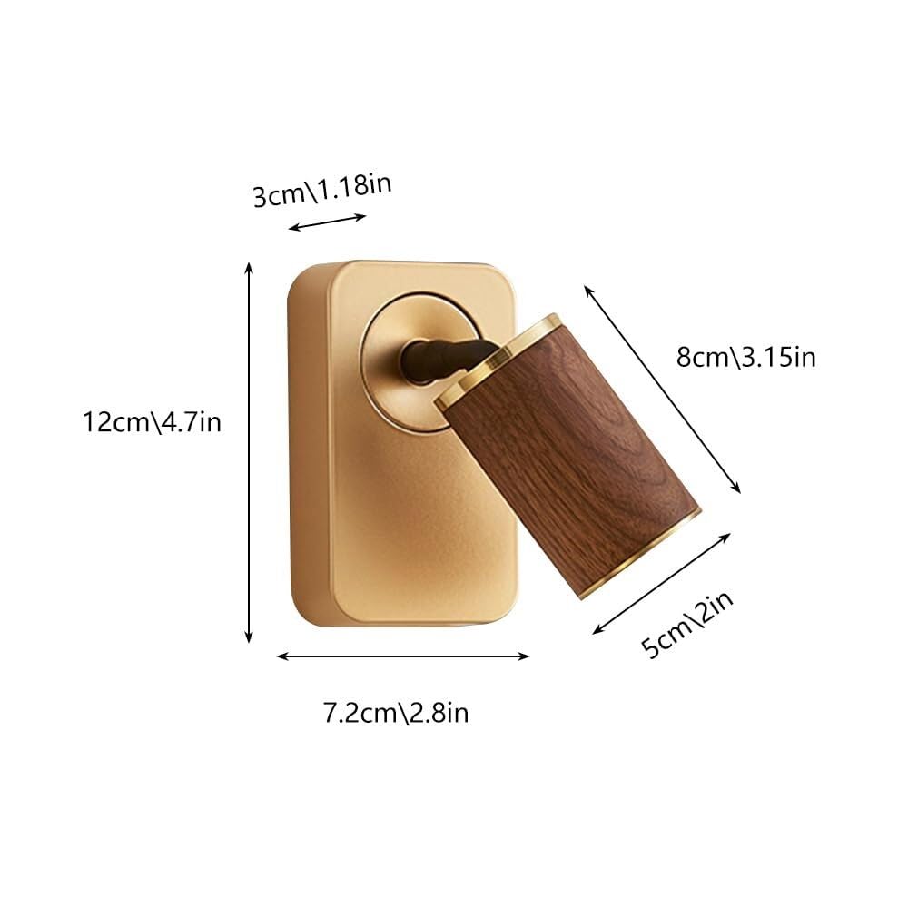 Genérico Aplique de Pared de Aluminio Dorado Mini Lámpara de Lectura Led para Mesilla de Noche con Pantalla de Nogal Luz de Montaje En Pared para Decoración de Dormitorio (Luz Neutra 1 Cabezal)