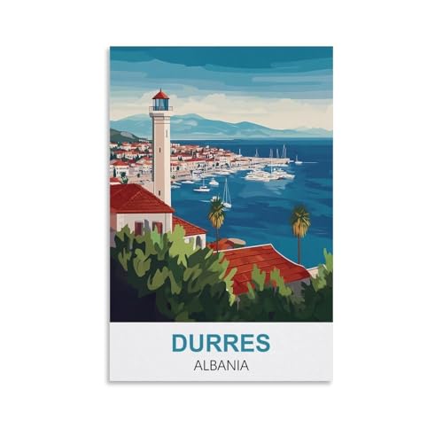 HNROJICO Durres Albanie Affiche de voyage vintage 20 x 30 cm