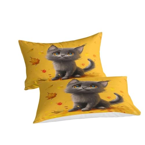 Housse de couette chat parure de lit 3 pièces pour lit double 200x200cm