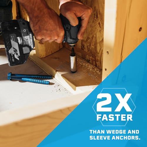 Image of Tapcon+ 3 /8 x 2-1 /4 Inch Heavy-Duty Hex Head Concrete Anchors, 60 PCS, Corrosion Resistant Blue Climaseal Coating, Outdoor Rated Use, Concrete Block & Masonry Brick Screws, Drill Bit Sold Separately