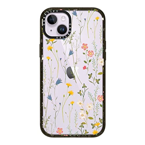 Coque Impact CASETiFY iPhone 14 Max motif floral de rêve noir brillant