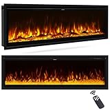 INMOZATA 60 Zoll Elektrokamin mit Heizung, 3-IN-1 Elektrokamin Wand/Einbau/Standkamin,Kamin Elektrisch mit Heizung 900W&1800W, 12 Flammenfarben, Heizfunktion, Thermostat, Timer, Fernbedienung