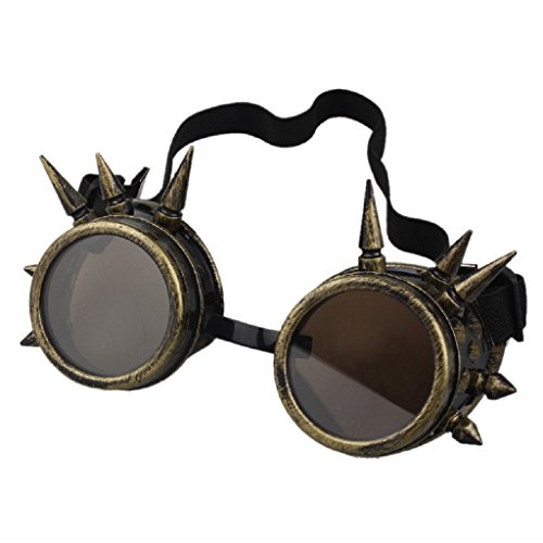 zolimx Remache de Steampunk al viento espejo Vintage gótico lentes gafas (D)