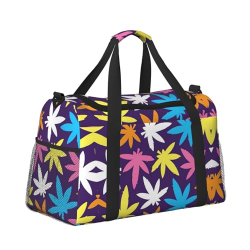 Bright Colorful Weed Pattern print Personal Item Bag Large Duffel Bag Travel Bag Weekender Bag Gym Bag Tote Duffel bag3