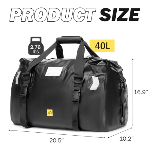 Bolsa seca impermeable 40L - Bolsa de lona resistente para motocicleta, kayak, navegación y camping - Bolsa estanca con válvula de aire y bandas reflectantes para hombres y mujeres miniatura 2