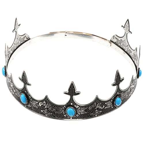 HONITANO Vintage para Hombre con Diseño de Príncipe Accesorio para Fiestas Cosplay y Actuaciones Diadema Resistente con Detalles Plata y Azul para Eventos Especiales y Disfraces Reales