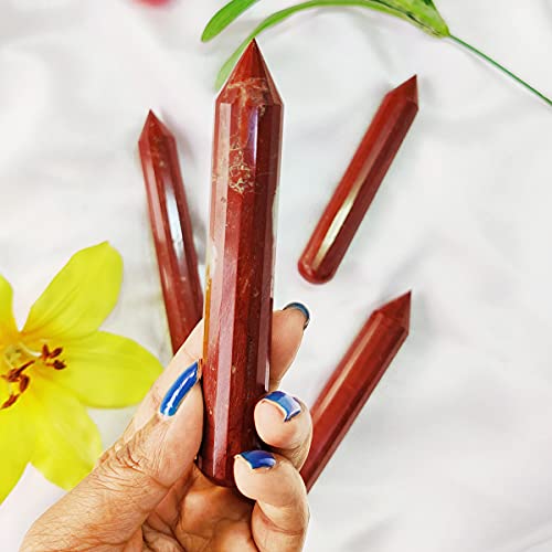 Image of Red Jasper Crystal Wand for Reiki Healing 100-150 Gm | Natural Crystals Stone Wand for Vastu Meditation Massager Tool