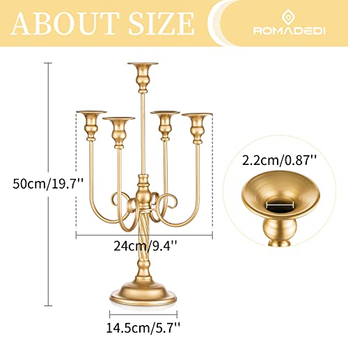 Romadedi Gold 5-Branch Antique Candelabra Set #TOP24
