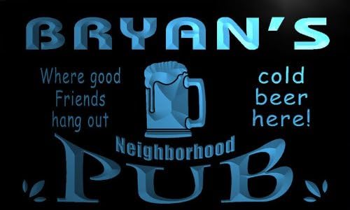 ADVPRO pg1487-b BRYAN's Neighborhood Home Bar Pub Beer Neon Light Sign