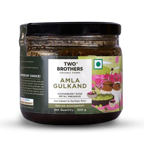 Image of Two Brothers Organic Farms Amla Gulkand (300G) | Gulkand Rose Petal Jam with Amla | Natural with Cooling Properties | Rich in Vitamin C & Antioxidants | Traditional Ayurvedic Sweet | No Refined Sugar