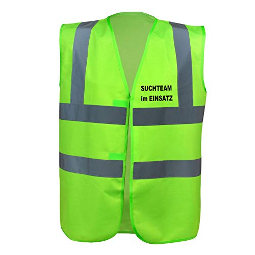 Mantrailing Warnweste Hundesport Sicherheitsweste Suchteam im Einsatz (Motiv 2) (L, Grün)