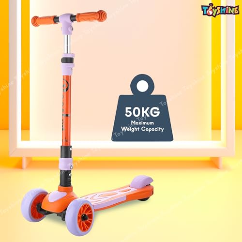 Image of Toyshine 3 Wheel Rooster Runner Scooter with Anti Slip ABS Base Aluminium Structure Height Adjustable Handlebar Max Load 45kg for Boys and Girls Ages 4 and Above - Orange