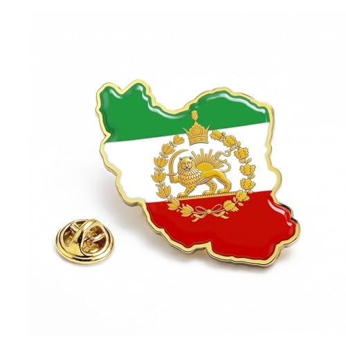Iran Persia Flag Lapel Pin Iranian Lion Sun and Crown Pin Old Iranian Flag Pins Iran Map Enamel Metal National Badge Country Flags Brooch Pins for Backpack Hat Tie Clothing World Travel Souvenir Gifts