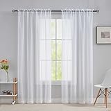 Home Brilliant Woven Voile Curtain for Bedroom, Net Curtains for Windows 72 inch Drop, White Window Treatment Panels for Net Wire, Set of 2, 54" x 72" Drop