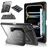 PIMOFEE Case for iPad Pro 13 Inch M4(2024) with Multi-Angle Ultra Stable Stand, Built-in Pencil Holder, Duty Shockproof Case, Slim Frosted Protective Kickstand Cover for iPad Pro 13 Case, Black